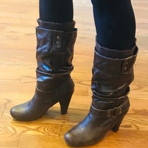 Brown leather boots
